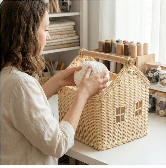 Handwoven Rattan Cube Storage Basket