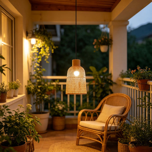 Handwoven Bamboo Egg-Shaped Pendant Lampshade