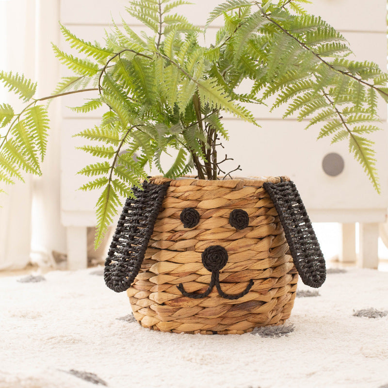 Handwoven Dog-Shaped Kids Storage Basket