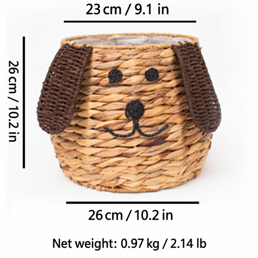 Handwoven Dog-Shaped Kids Storage Basket
