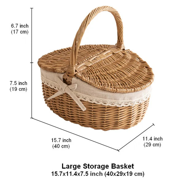 Handwoven Willow Picnic Basket with Lid | Wholesale & OEM Supplier