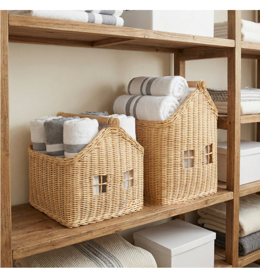 Handwoven Rattan Cube Storage Basket