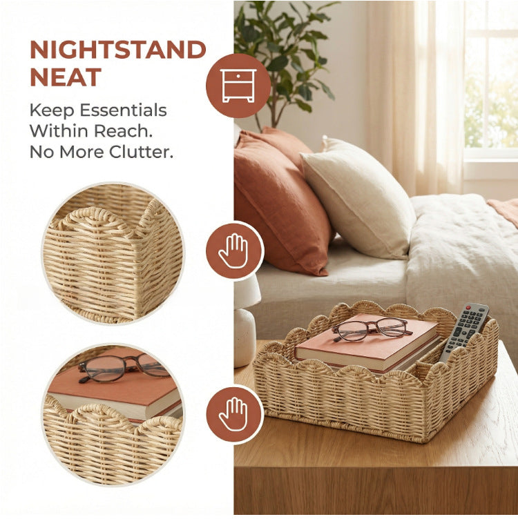 Handwoven Rattan Tabletop Storage Basket