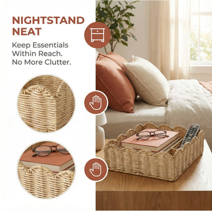 Handwoven Rattan Tabletop Storage Basket