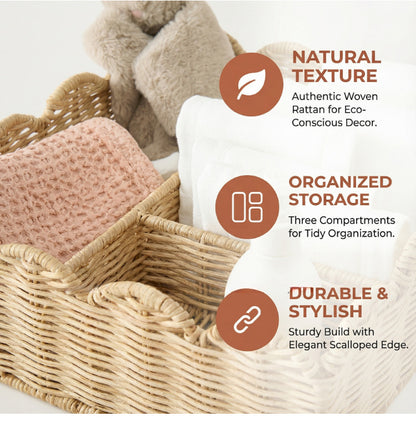 Handwoven Rattan Tabletop Storage Basket