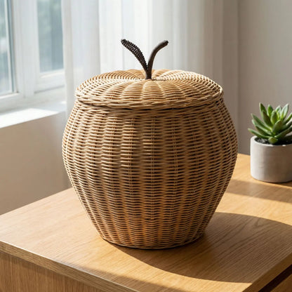 Apple-Shaped Rattan Storage Basket | Wholesale & OEM Rattan Supplier