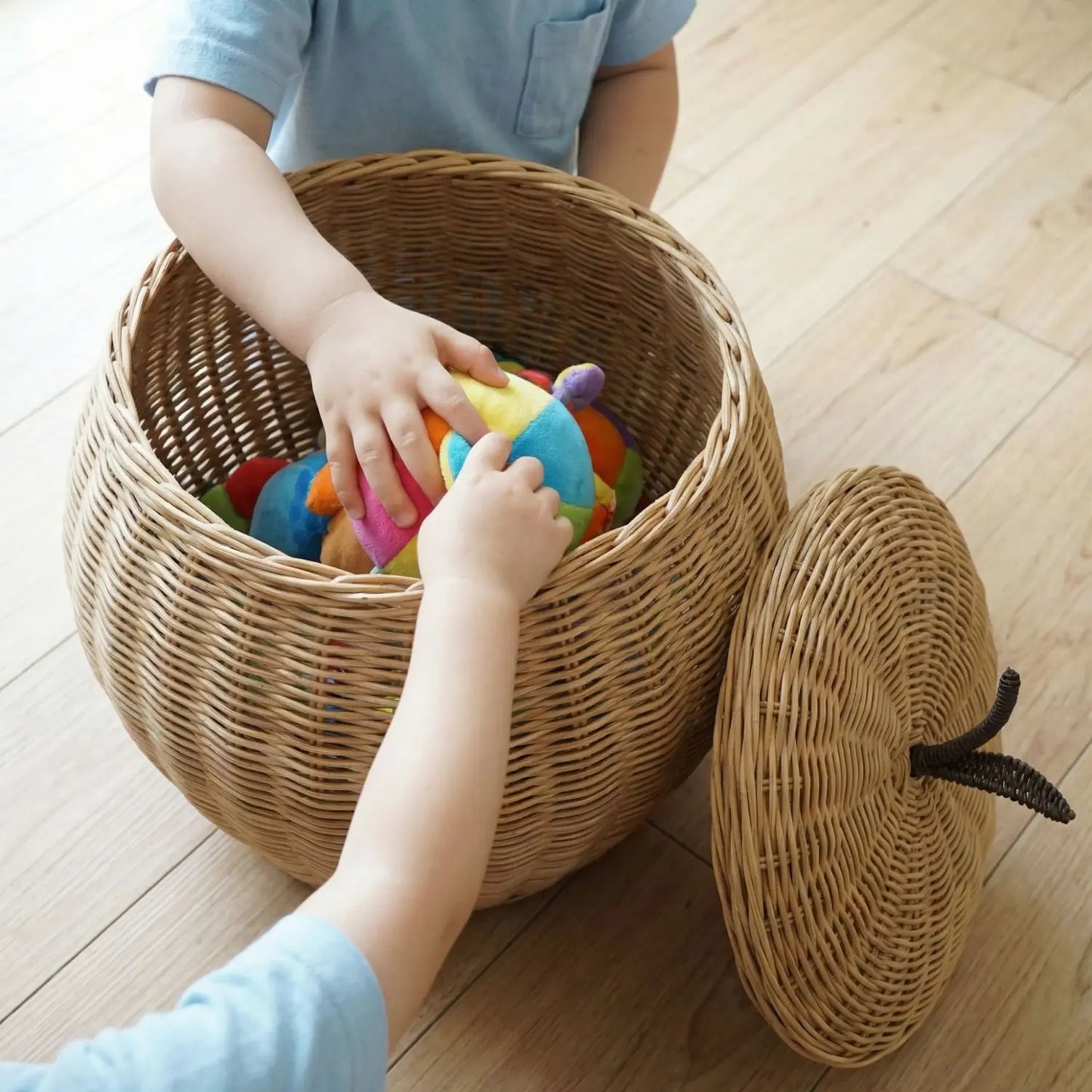 Apple-Shaped Rattan Storage Basket | Wholesale & OEM Rattan Supplier
