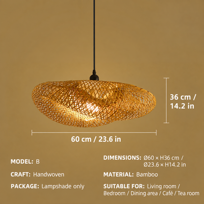 Handwoven Boat-Shaped Bamboo Pendant Lampshade