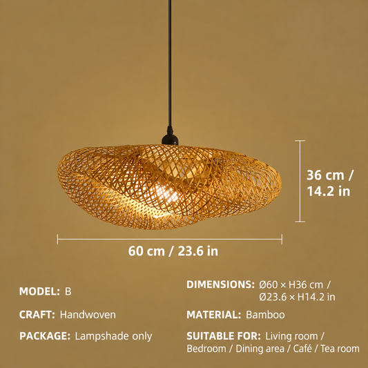 Handwoven Boat-Shaped Bamboo Pendant Lampshade