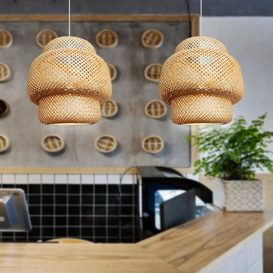 Handwoven Double-Gourd Bamboo Pendant Lampshade