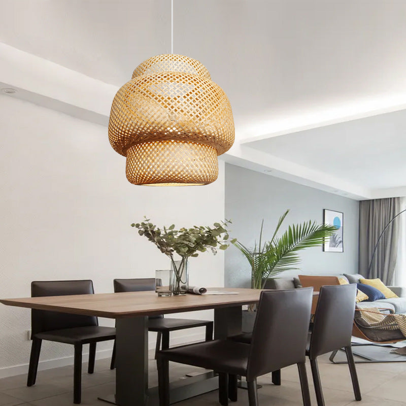Handwoven Double-Gourd Bamboo Pendant Lampshade