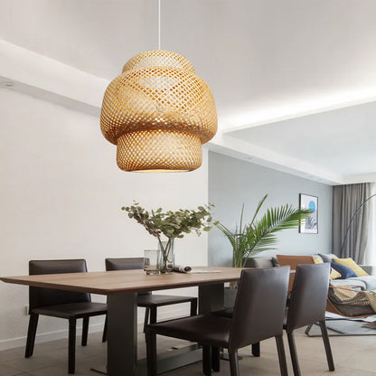 Handwoven Double-Gourd Bamboo Pendant Lampshade
