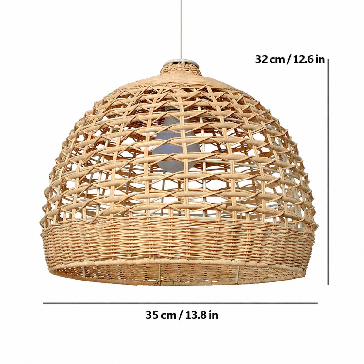Handwoven Cross-Woven Rattan Dome Pendant Lampshade