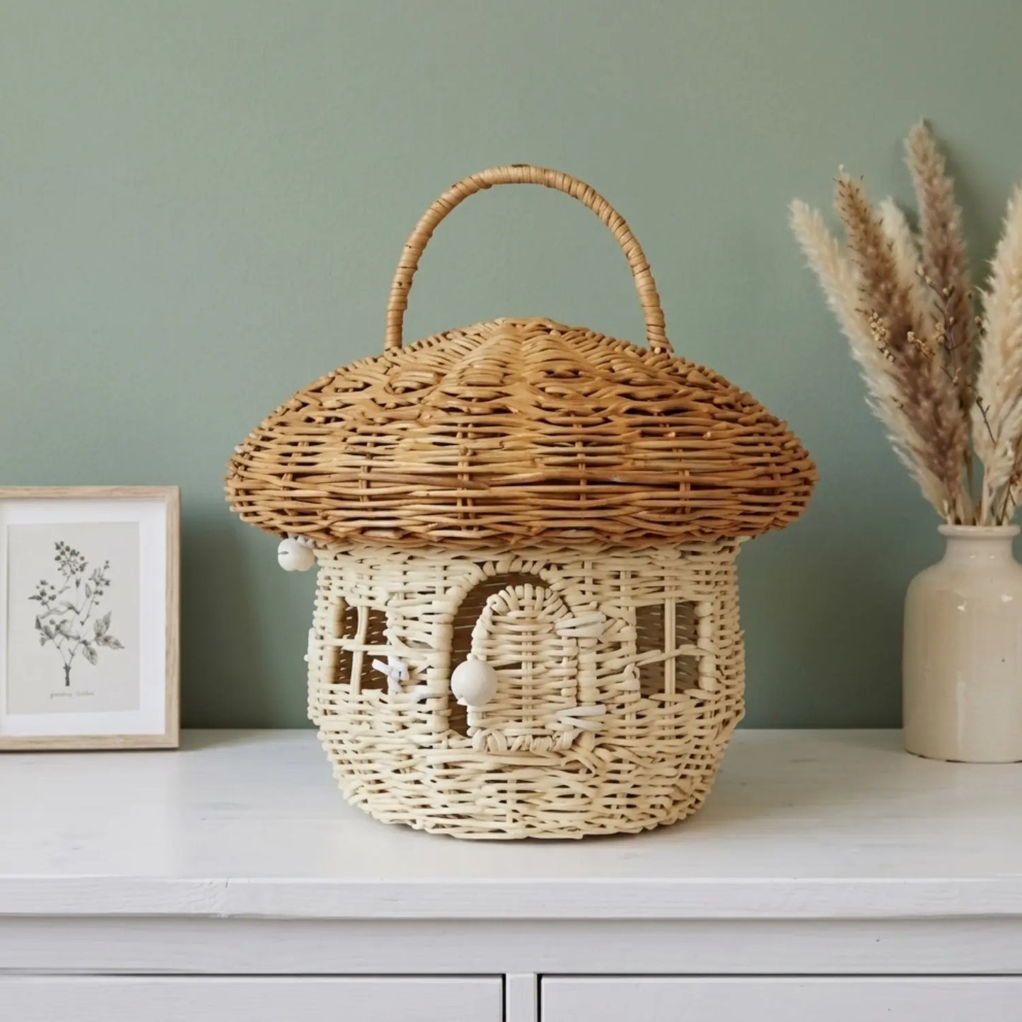 Mushroom-Shaped Rattan Storage Basket | Wholesale & OEM Rattan Supplier