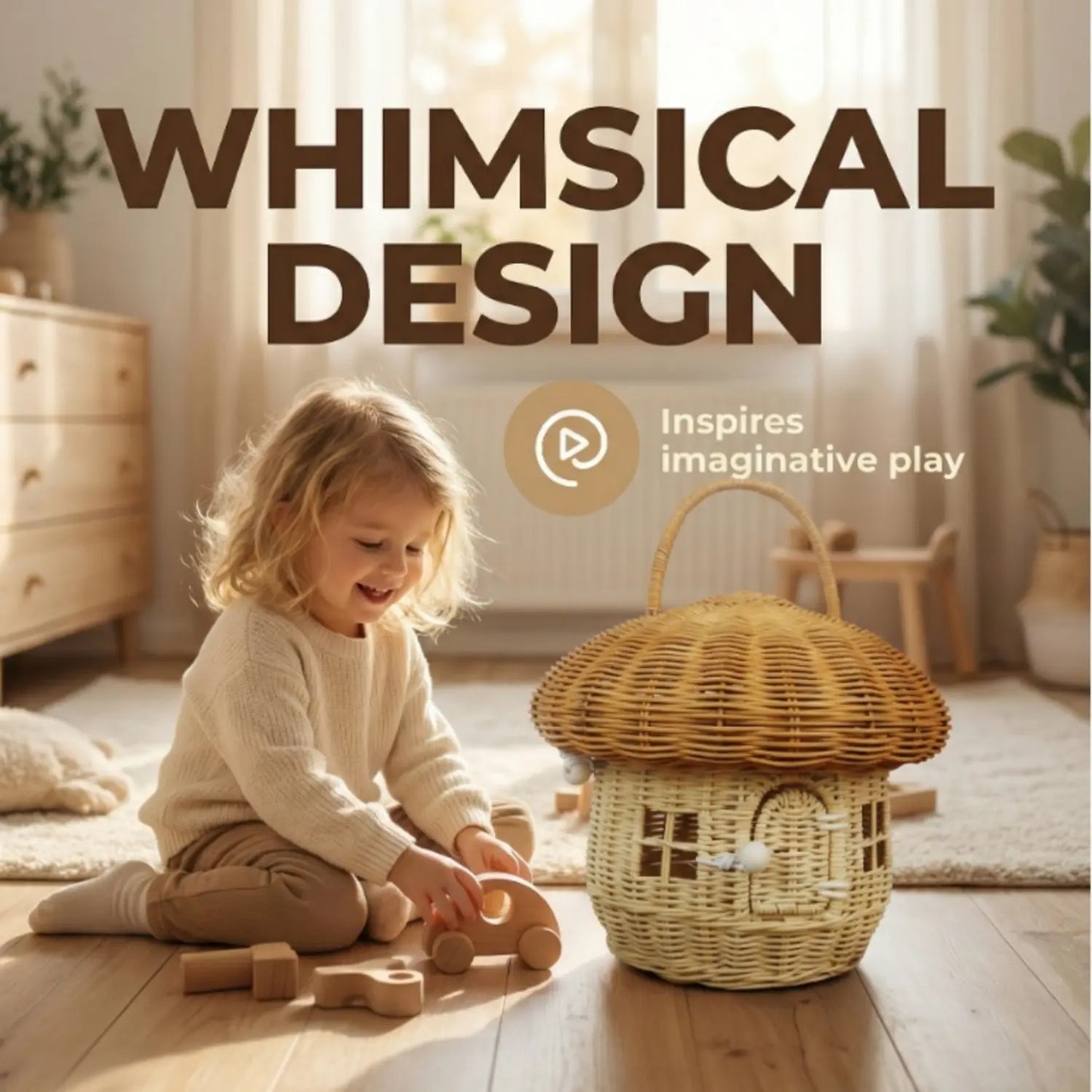 Mushroom-Shaped Rattan Storage Basket | Wholesale & OEM Rattan Supplier