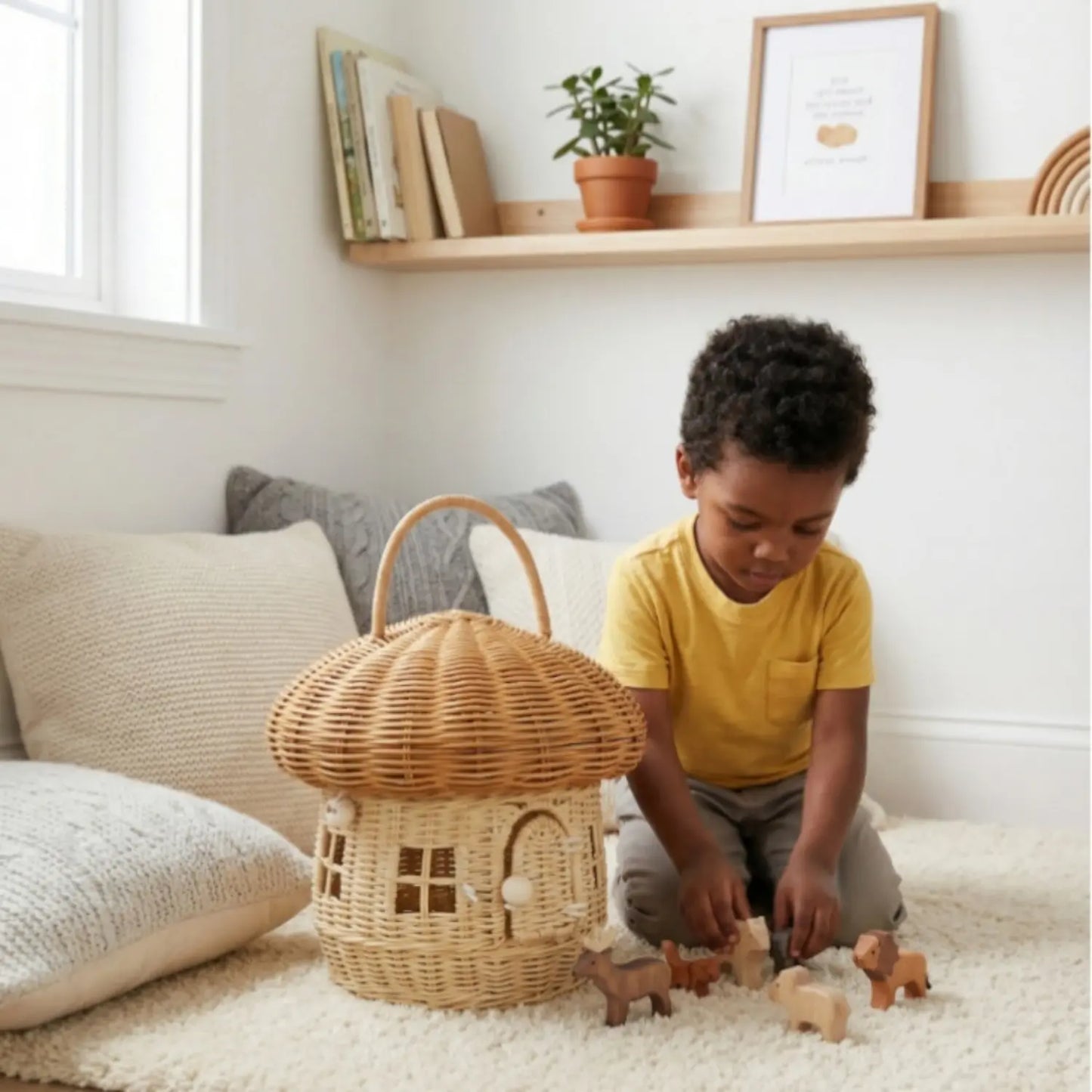 Mushroom-Shaped Rattan Storage Basket | Wholesale & OEM Rattan Supplier