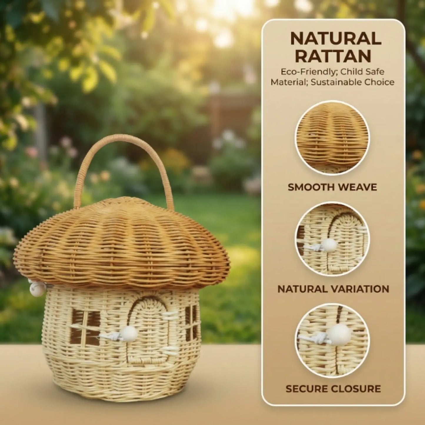 Mushroom-Shaped Rattan Storage Basket | Wholesale & OEM Rattan Supplier