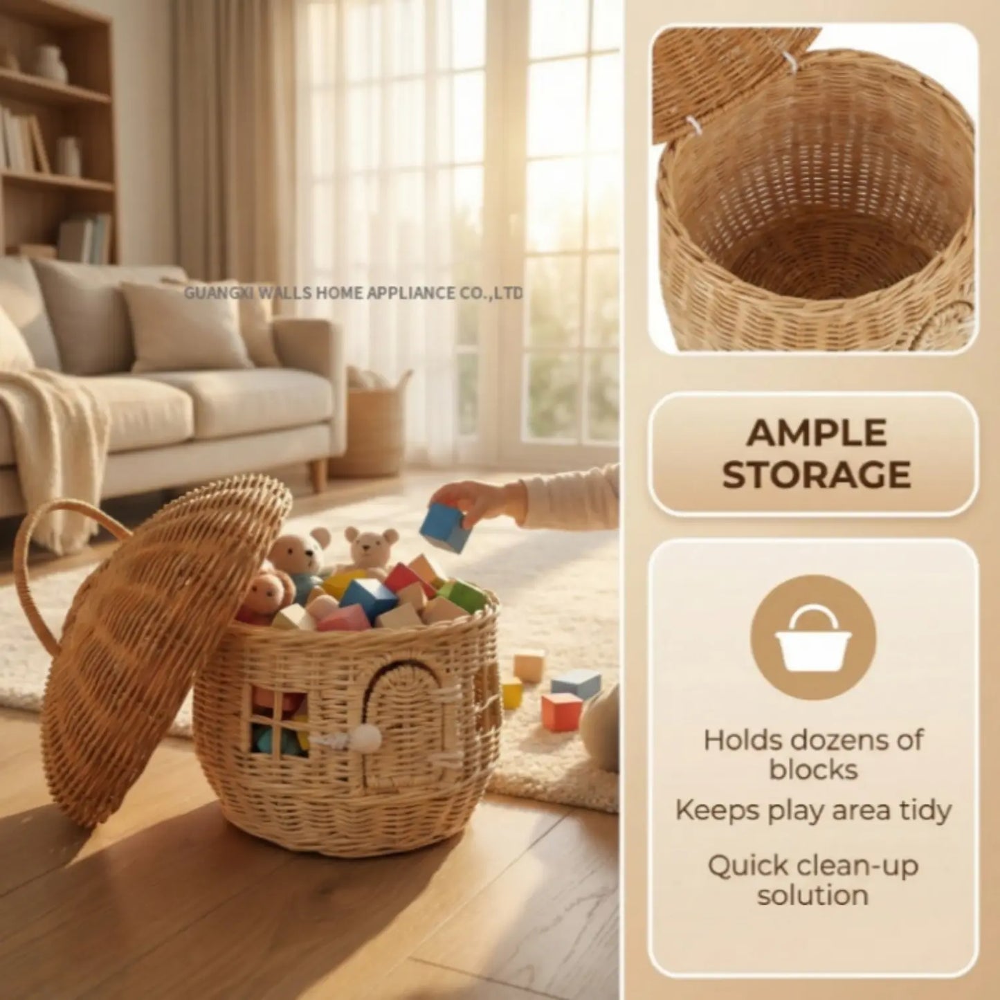 Mushroom-Shaped Rattan Storage Basket | Wholesale & OEM Rattan Supplier