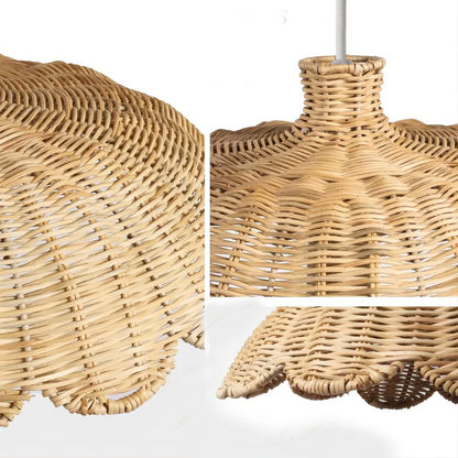 Handwoven Scalloped Rattan Pendant Lampshade