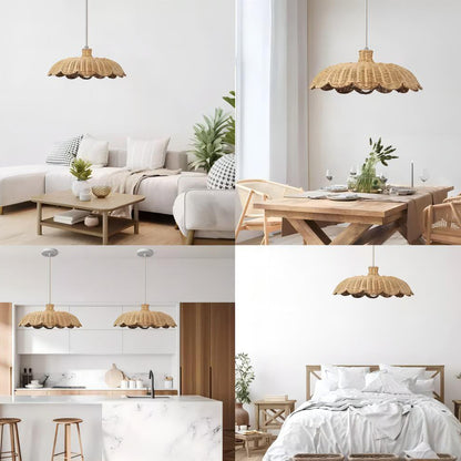 Handwoven Scalloped Rattan Pendant Lampshade