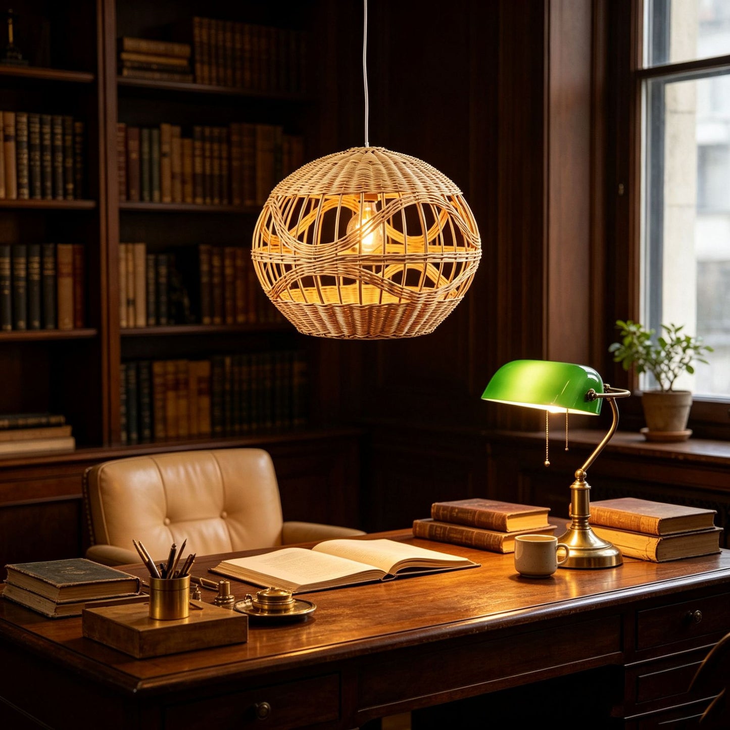 Handwoven Layered Rattan Globe Pendant Lampshade