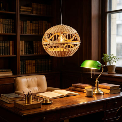 Handwoven Layered Rattan Globe Pendant Lampshade