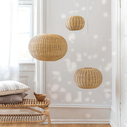 Handwoven Rattan Globe Pendant Lampshade