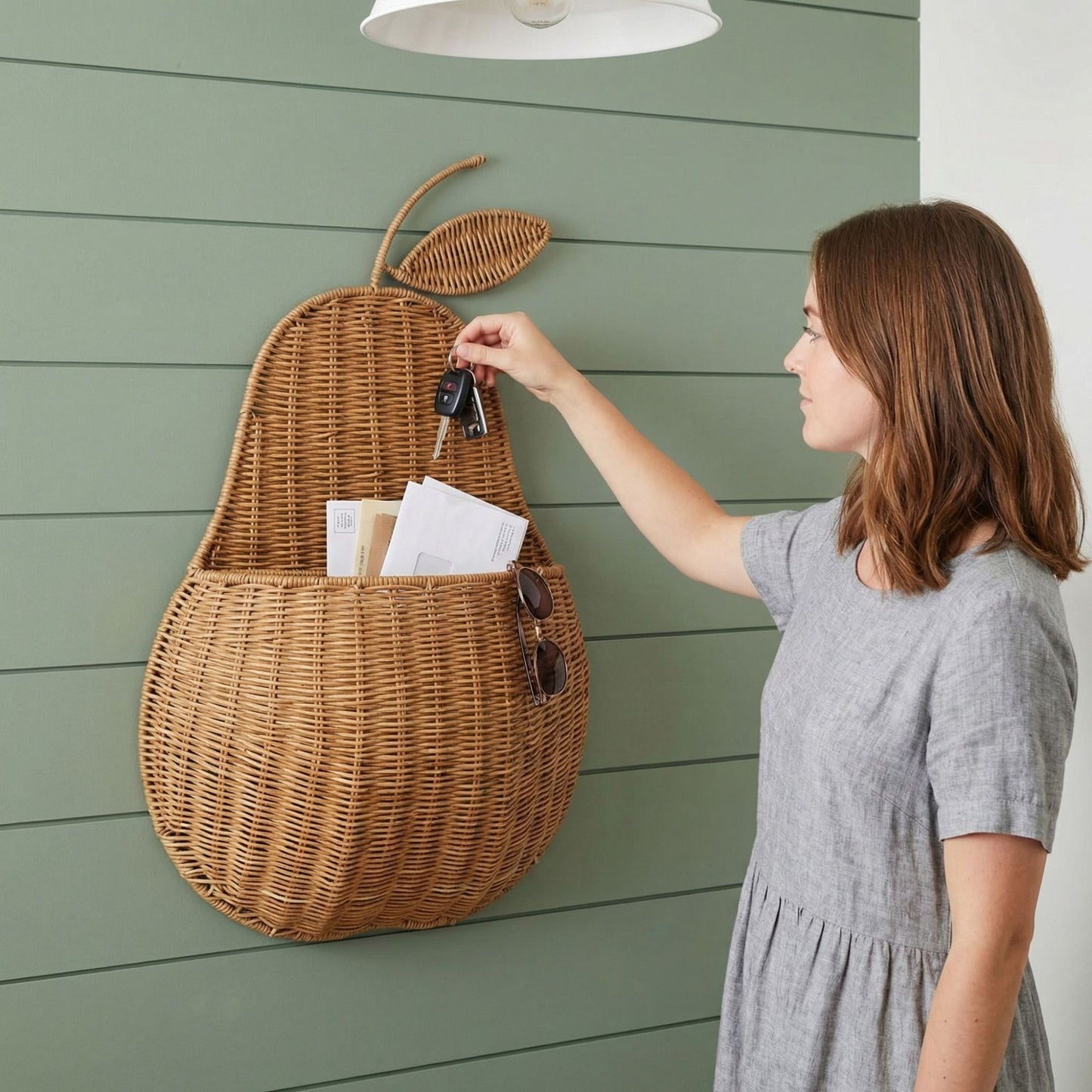 Handwoven Rattan Wall Hanging Storage Basket