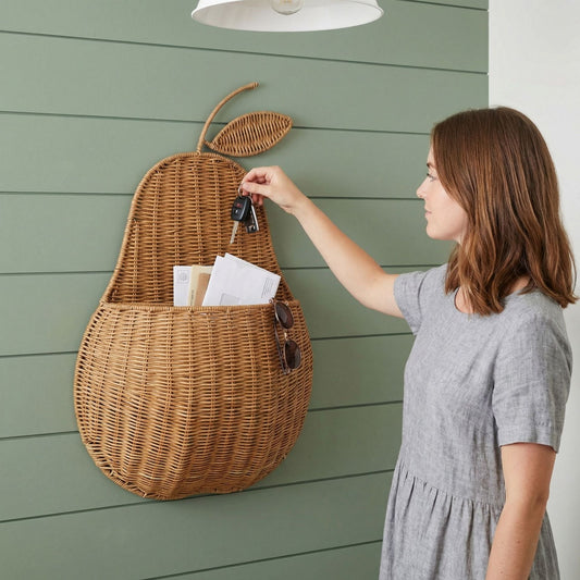 Handwoven Rattan Wall Hanging Storage Basket