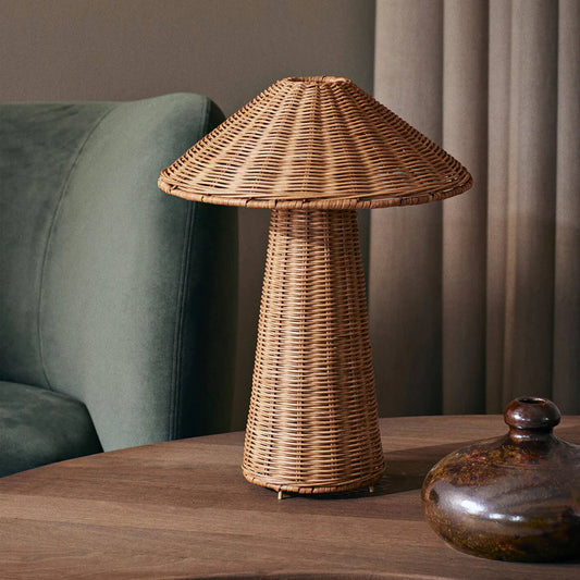 Handwoven Rattan Mushroom Table Lamp