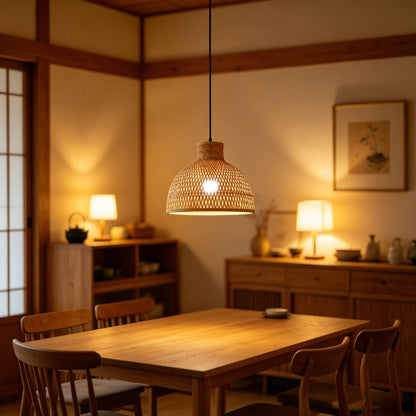 Handwoven Bamboo Dome Pendant Lampshade