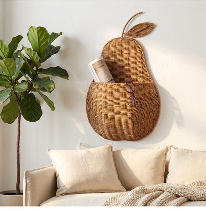 Handwoven Rattan Wall Hanging Storage Basket