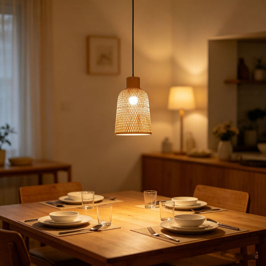 Handwoven Bamboo Egg-Shaped Pendant Lampshade