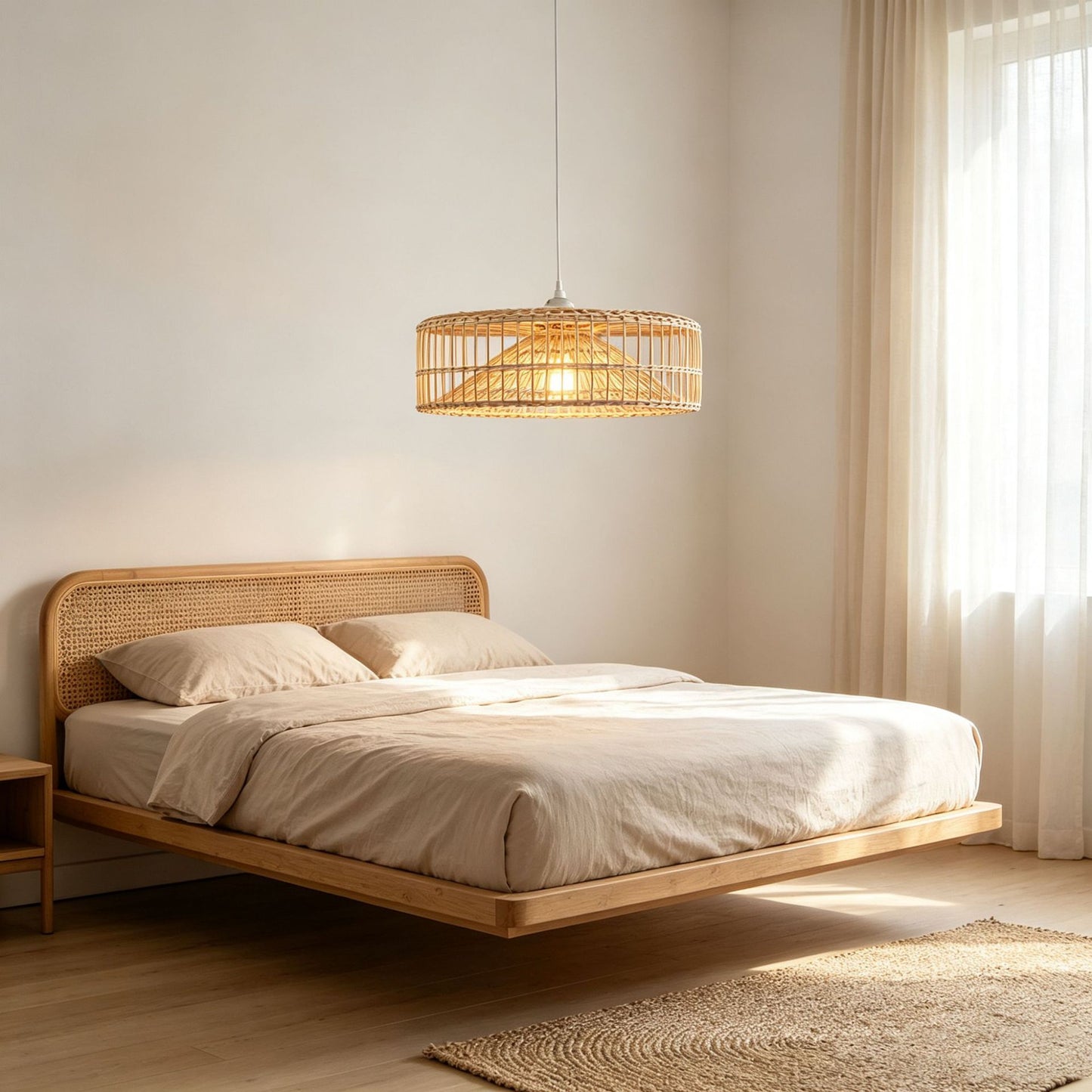 Handwoven Rattan Disc Pendant Lampshade