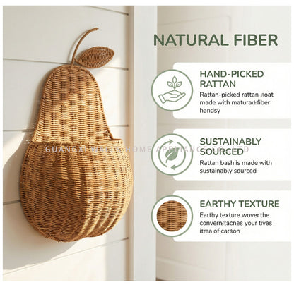 Handwoven Rattan Wall Hanging Storage Basket