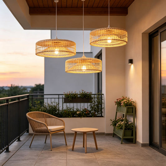Handwoven Rattan Disc Pendant Lampshade