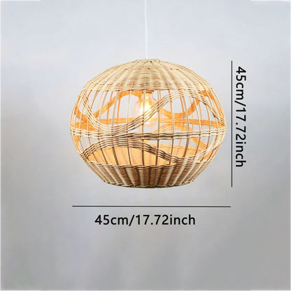 Handwoven Layered Rattan Globe Pendant Lampshade