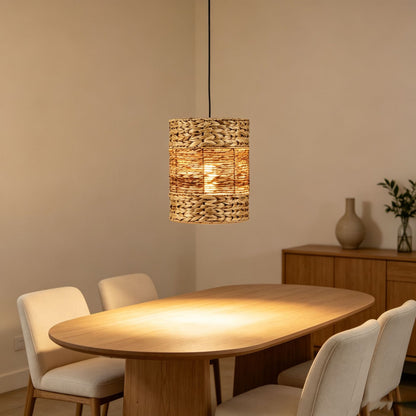 Handwoven Water Hyacinth Cylinder Pendant Lampshades
