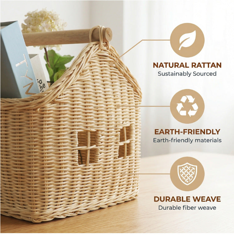 Handwoven Rattan Cube Storage Basket