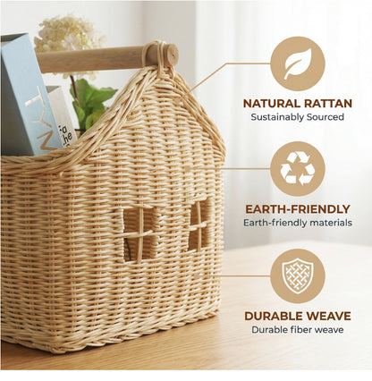 Handwoven Rattan Cube Storage Basket