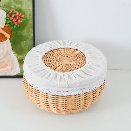 Handwoven Willow Lidded Picnic Basket