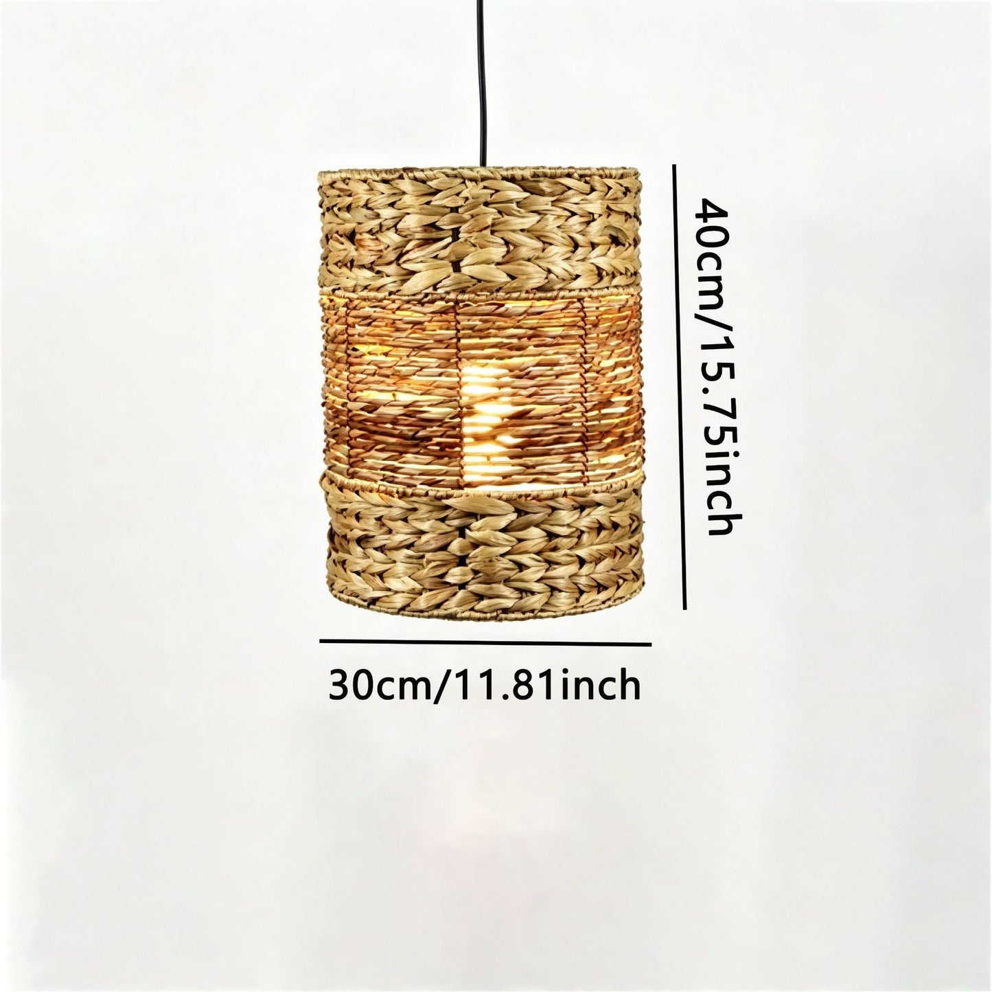 Handwoven Water Hyacinth Cylinder Pendant Lampshades