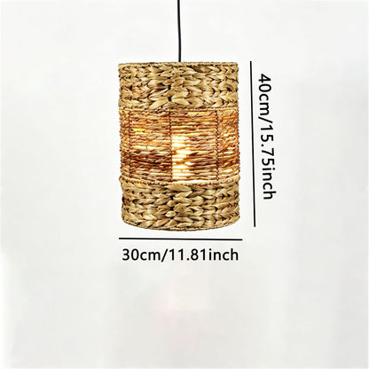 Handwoven Water Hyacinth Cylinder Pendant Lampshades