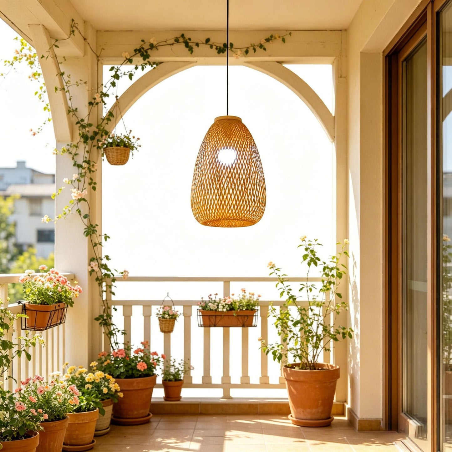 Handwoven Bamboo Egg-Shaped Pendant Lampshade