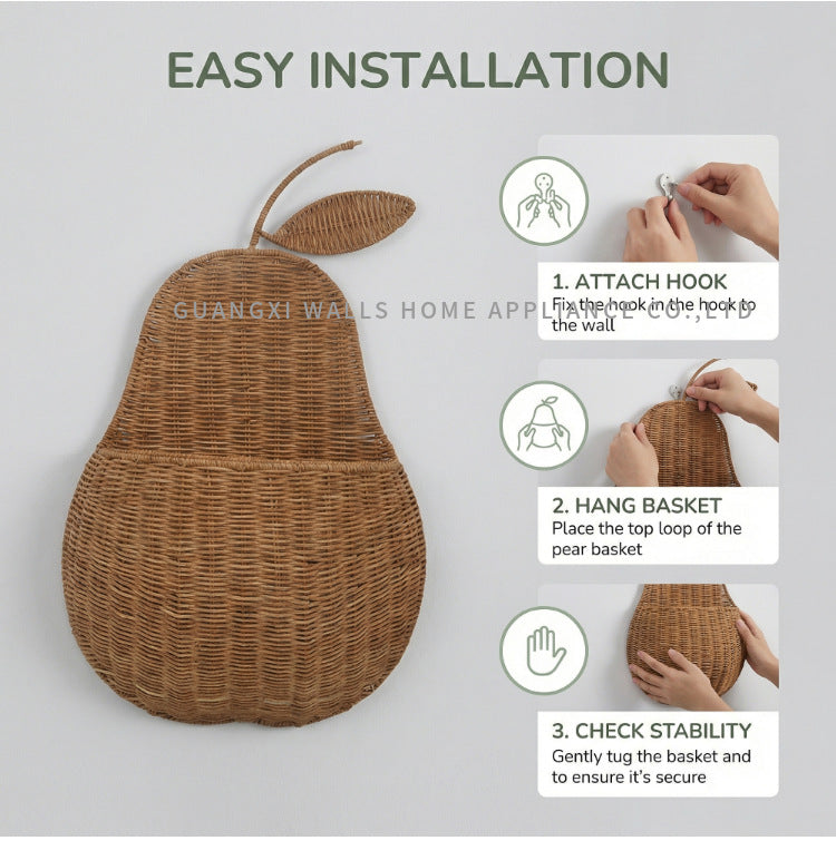 Handwoven Rattan Wall Hanging Storage Basket