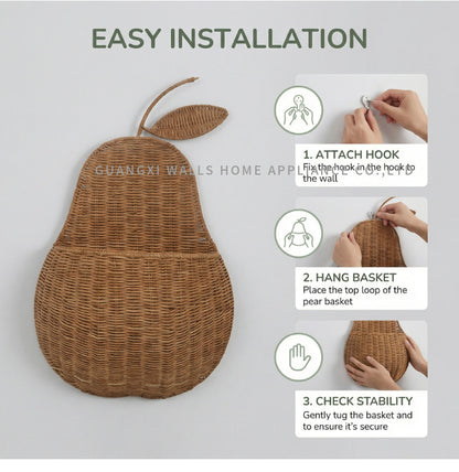 Handwoven Rattan Wall Hanging Storage Basket
