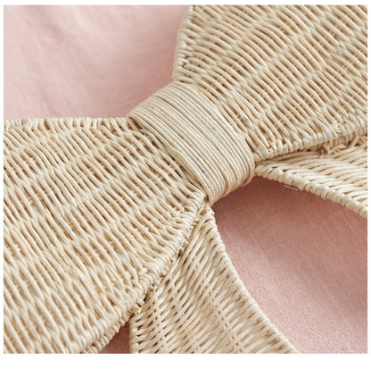 Handwoven Rattan Bow Wall Decor