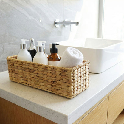 Handwoven Water Hyacinth Rectangular Storage Basket