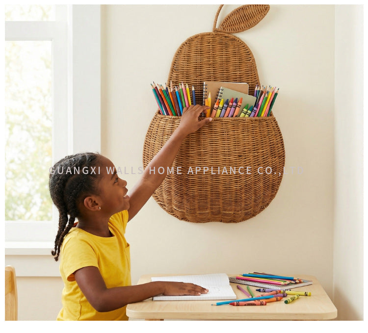 Handwoven Rattan Wall Hanging Storage Basket