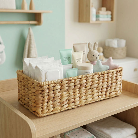 Handwoven Water Hyacinth Rectangular Storage Basket
